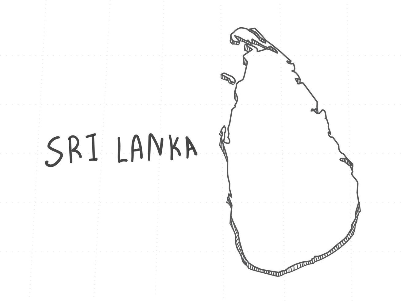 disegnato a mano della mappa 3d dello sri lanka su sfondo bianco. vettore