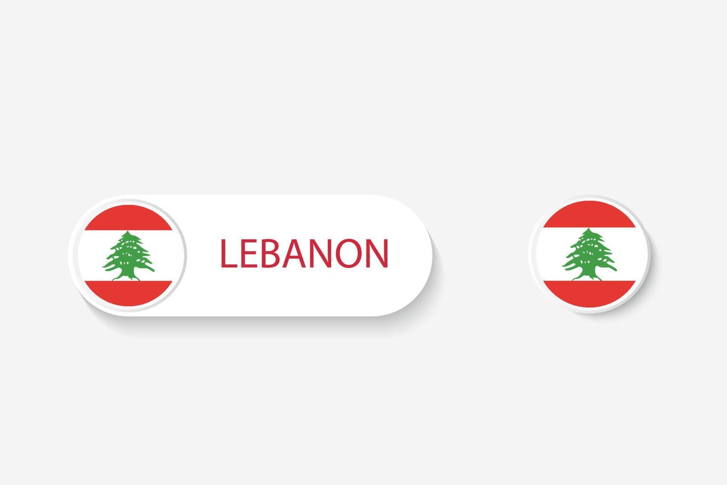bandiera del pulsante del Libano nell'illustrazione di forma ovale con la parola del Libano. e pulsante bandiera libano. vettore