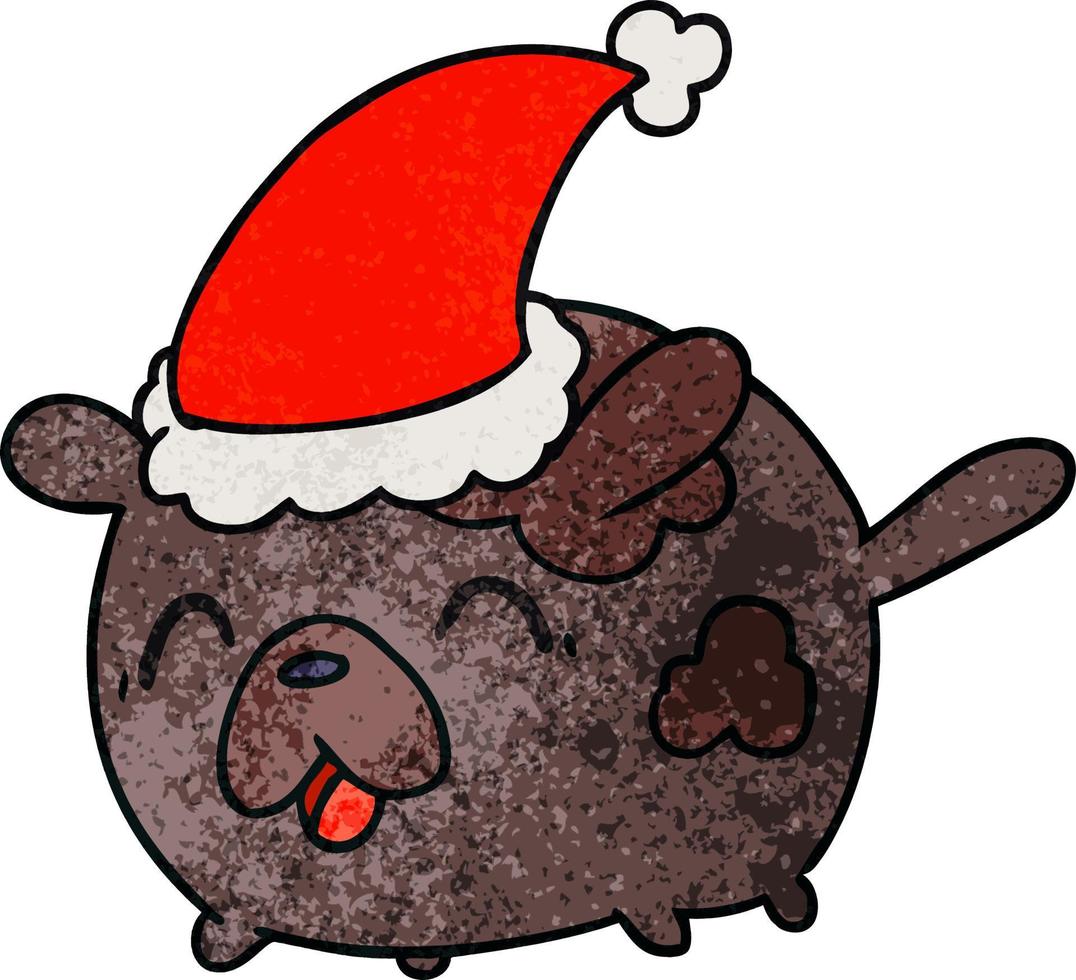 cartone animato di natale del cane kawaii vettore