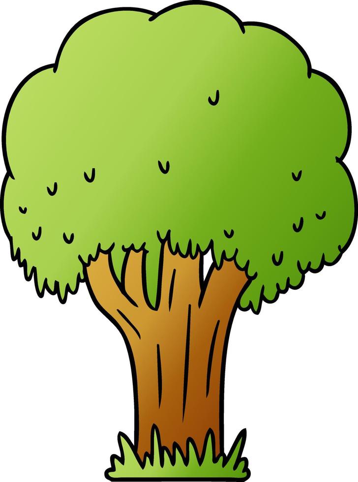 doodle cartone animato sfumato di un albero estivo vettore