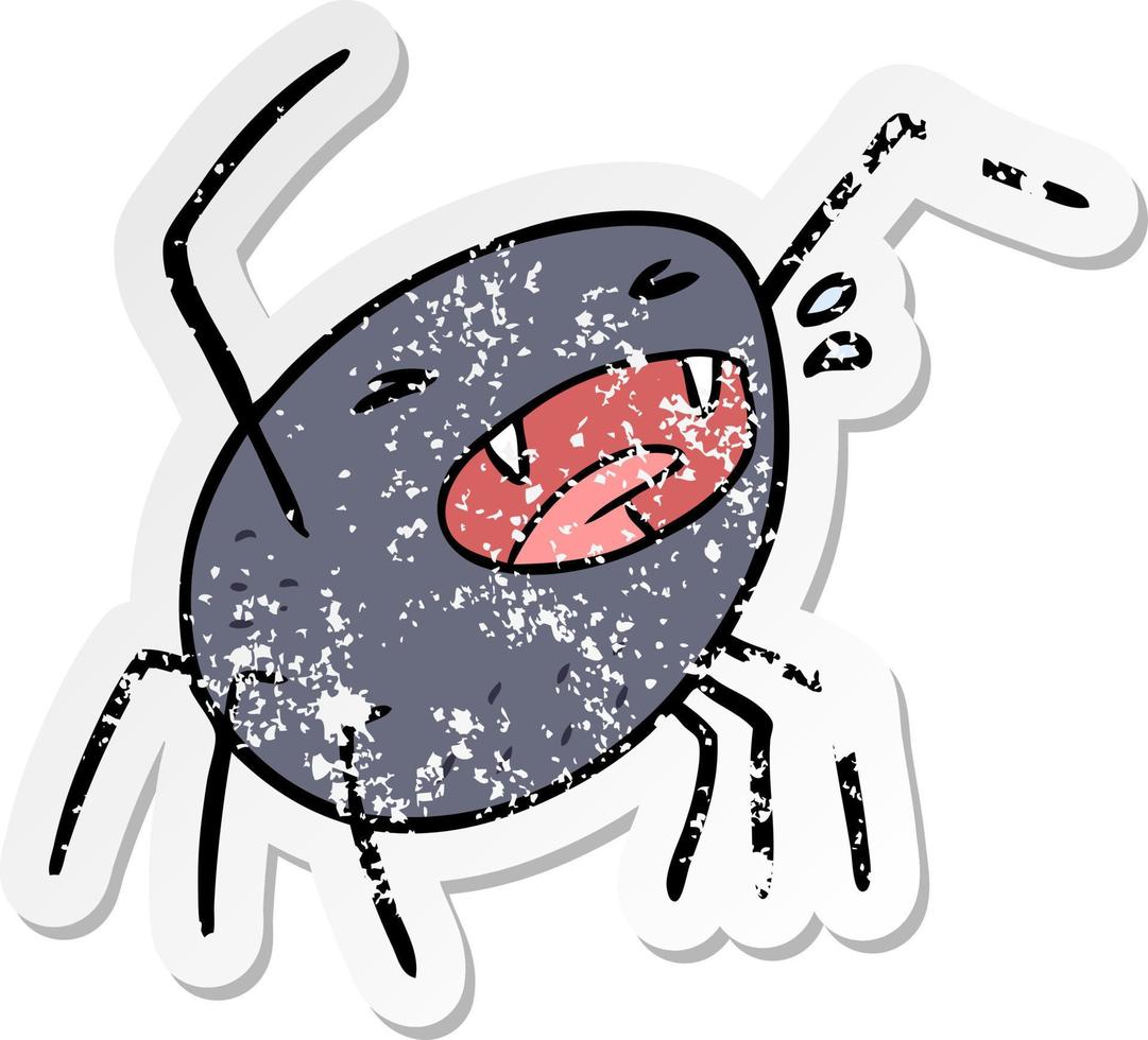 adesivo in difficoltà di un ragno cartone animato vettore