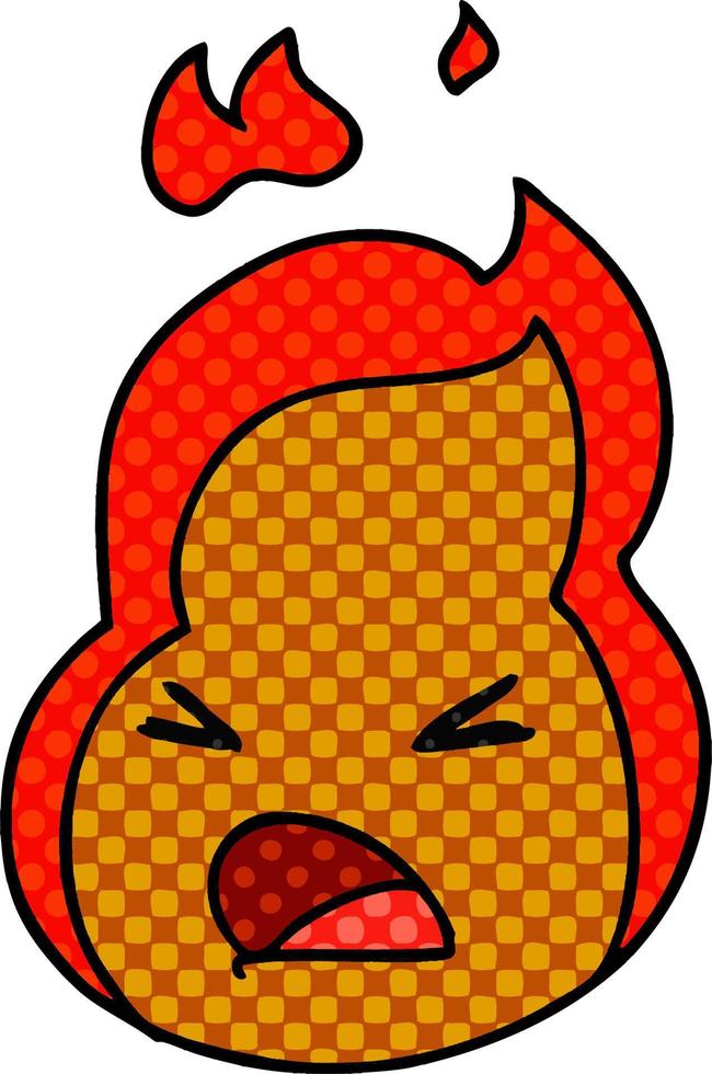 cartone animato kawaii carino fuoco fiamma vettore