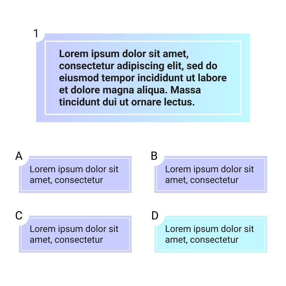 illustrazione vettoriale di progettazione dell'interfaccia utente del modello di test del quiz