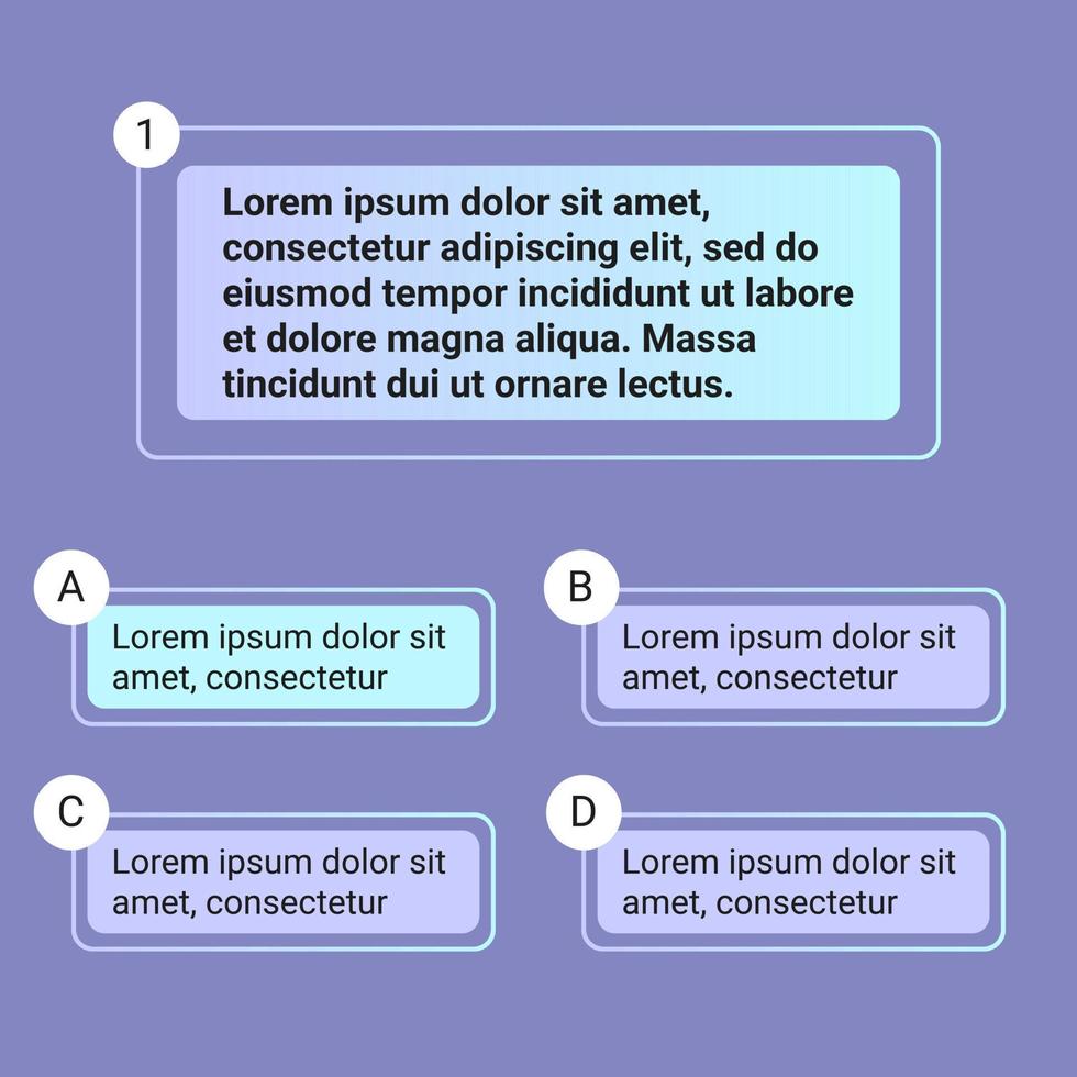 illustrazione vettoriale di progettazione dell'interfaccia utente del modello di test del quiz