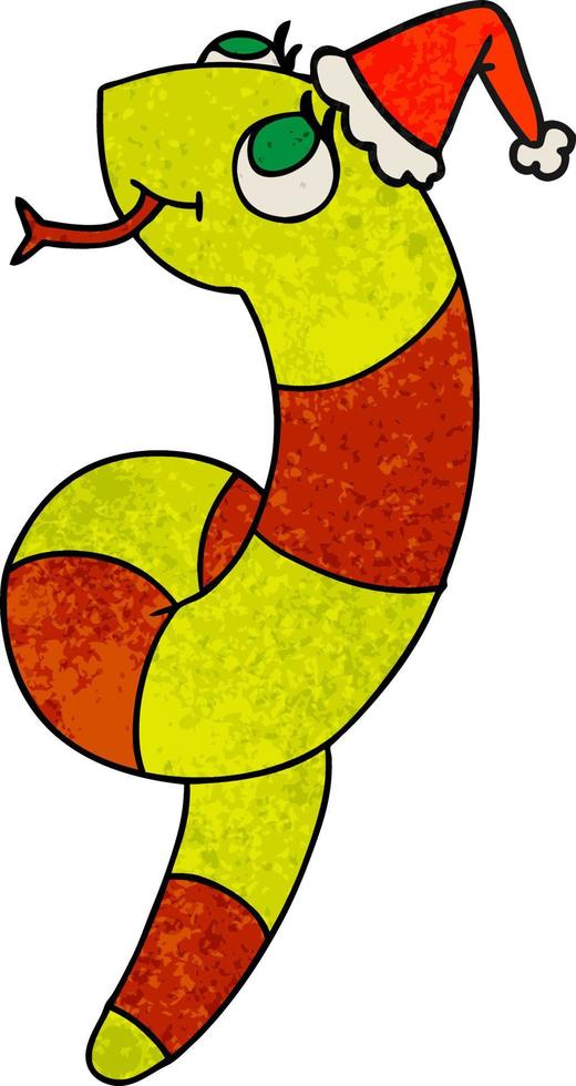 cartone animato con texture natalizia di serpente kawaii vettore