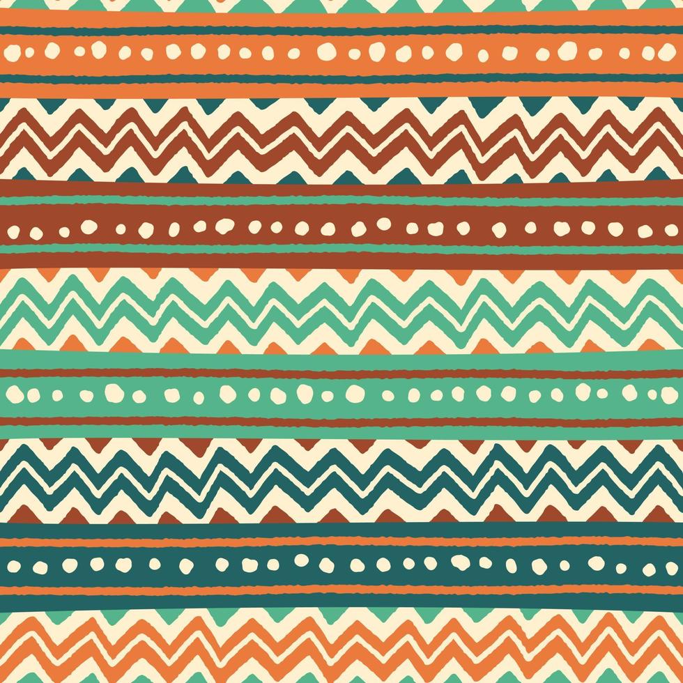 etnico tribale geometrico popolare indiano scandinavo zingaro messicano boho africano ornamento struttura senza cuciture zigzag linea punti strisce orizzontali stampa a colori tessuti sfondo illustrazione vettoriale