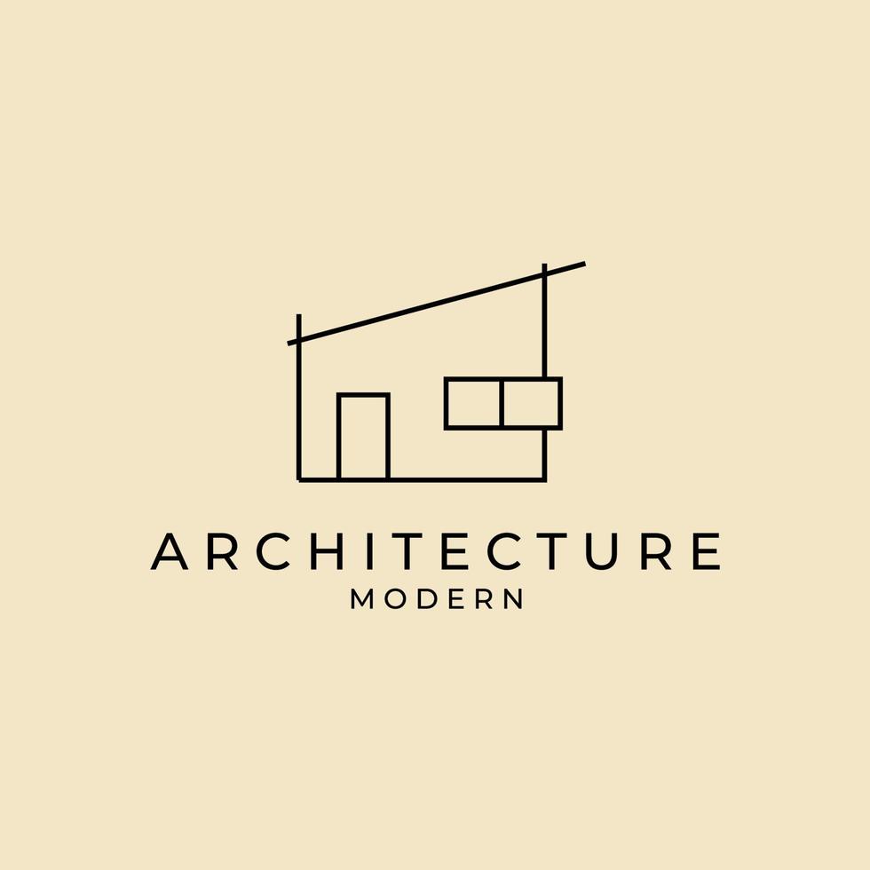 architettura minimalista edificio logo linea arte illustrazione vettoriale design