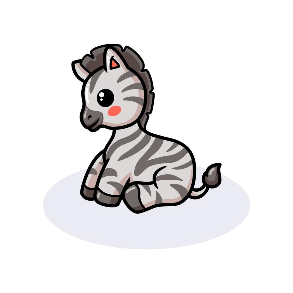 simpatico cartone animato zebra bambino sdraiato vettore