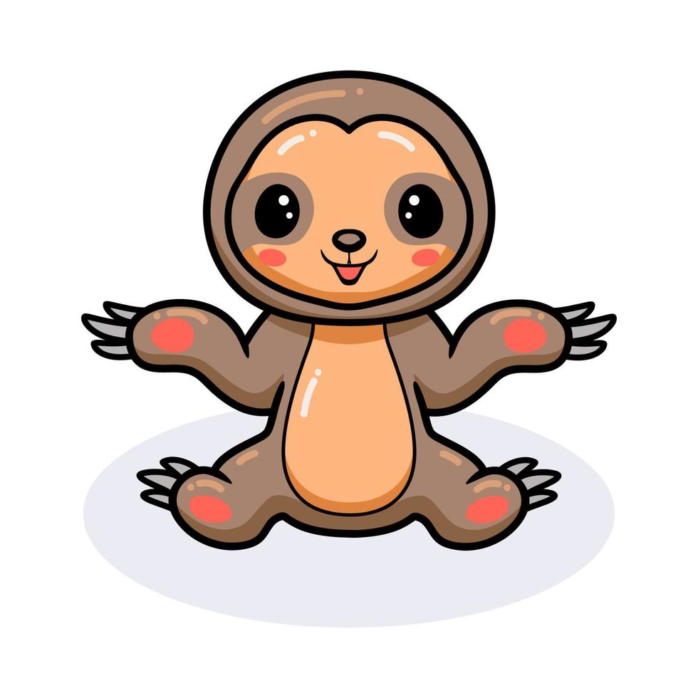 simpatico cartone animato bradipo bambino alzando le mani vettore