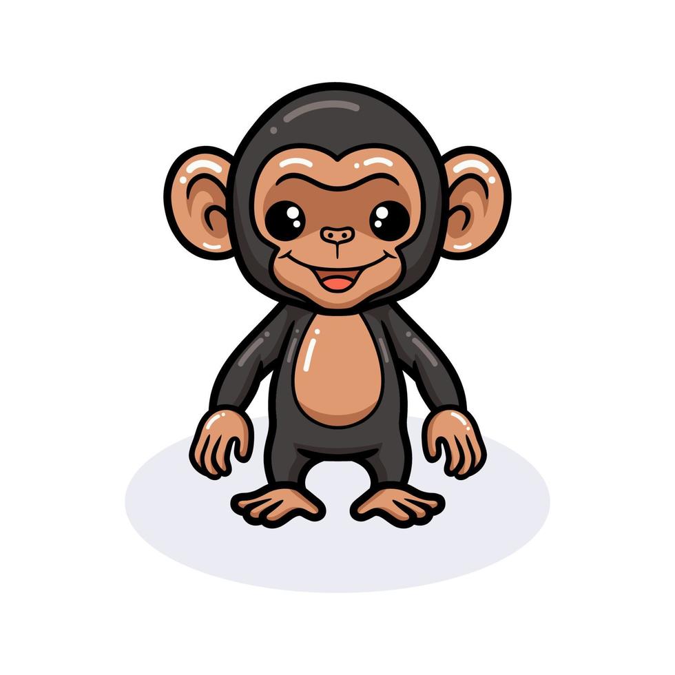 simpatico cartone animato scimpanzé bambino in piedi vettore