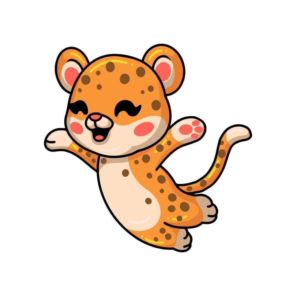 simpatico cartone animato leopardo bambino felice vettore