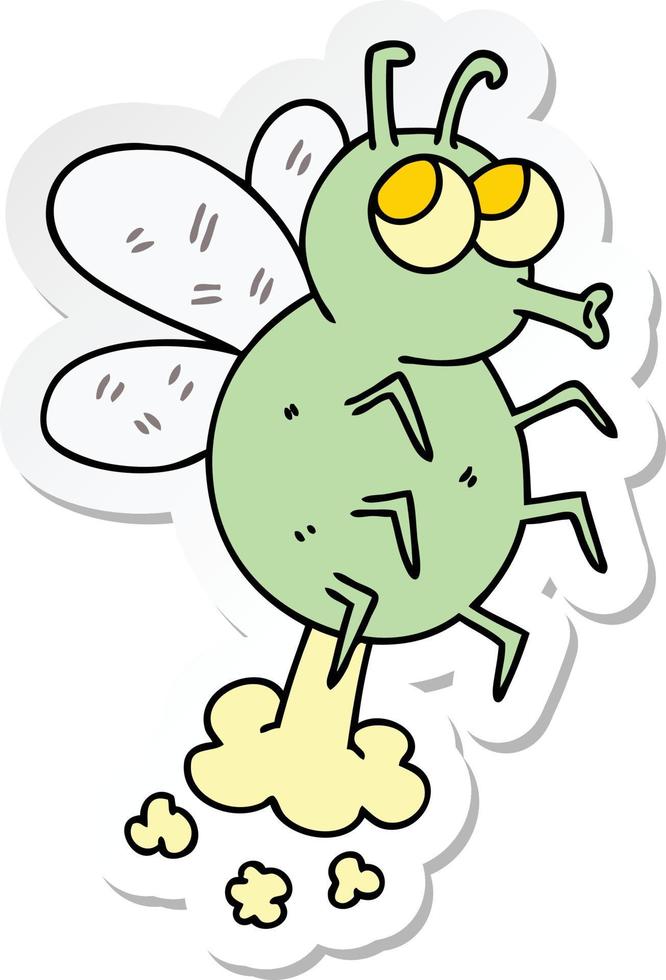 adesivo di una mosca cartone animato eccentrico disegnato a mano vettore