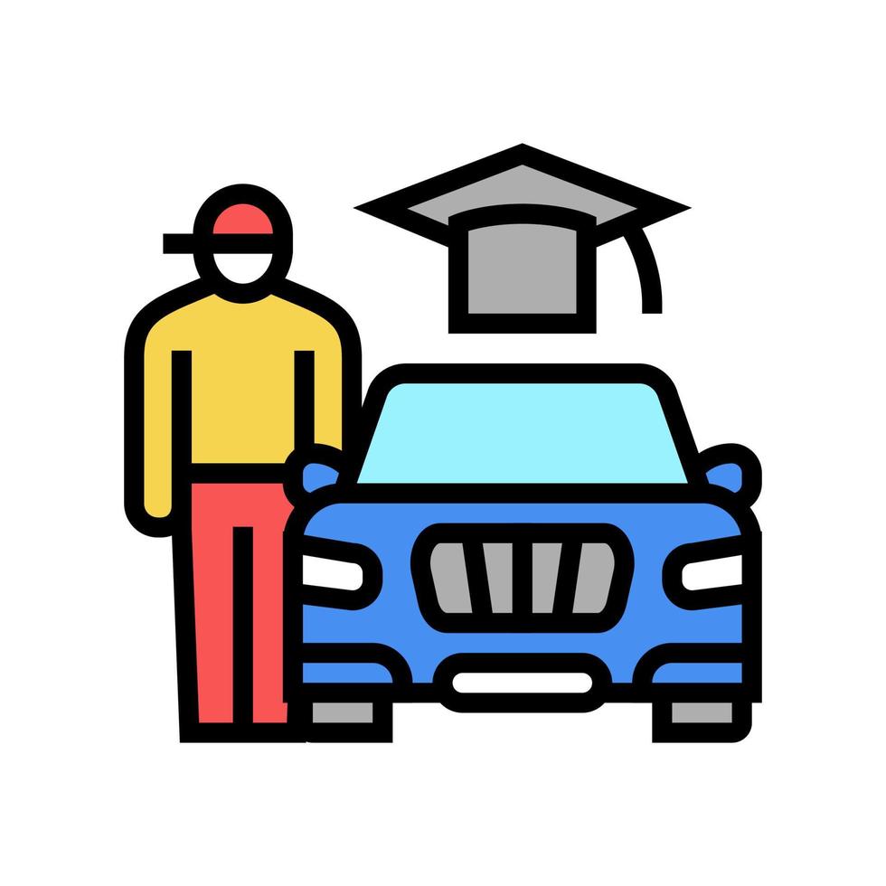 lezioni di guida per adolescenti icona a colori illustrazione vettoriale