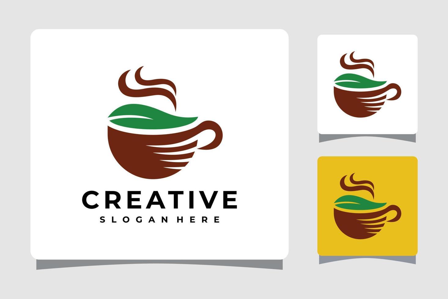 ispirazione per il design del modello di logo del caffè in foglia vettore
