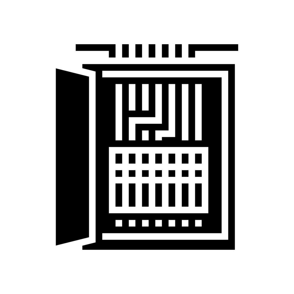 illustrazione vettoriale dell'icona del glifo della scatola dei fusibili elettrici