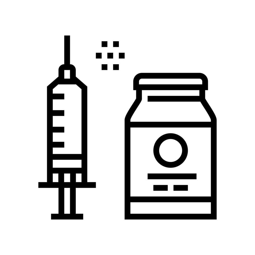 illustrazione vettoriale dell'icona della linea del vaccino dei farmaci