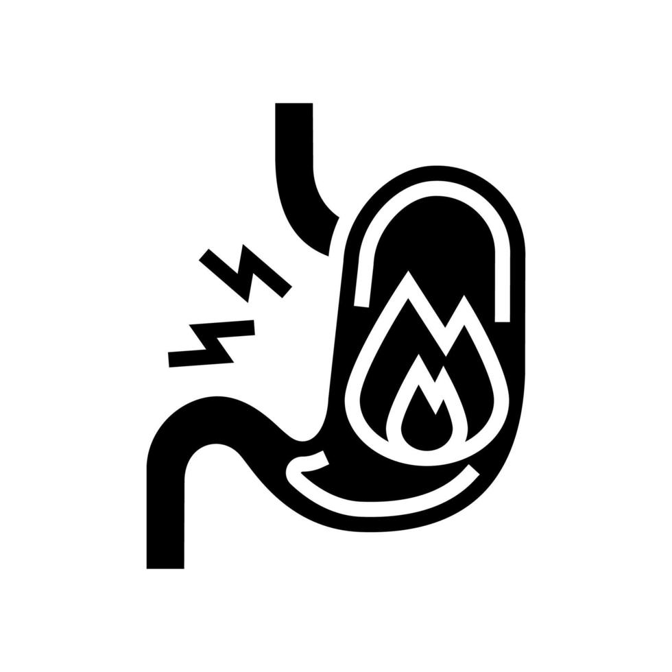 illustrazione vettoriale dell'icona del glifo dello stomaco del bruciore di stomaco