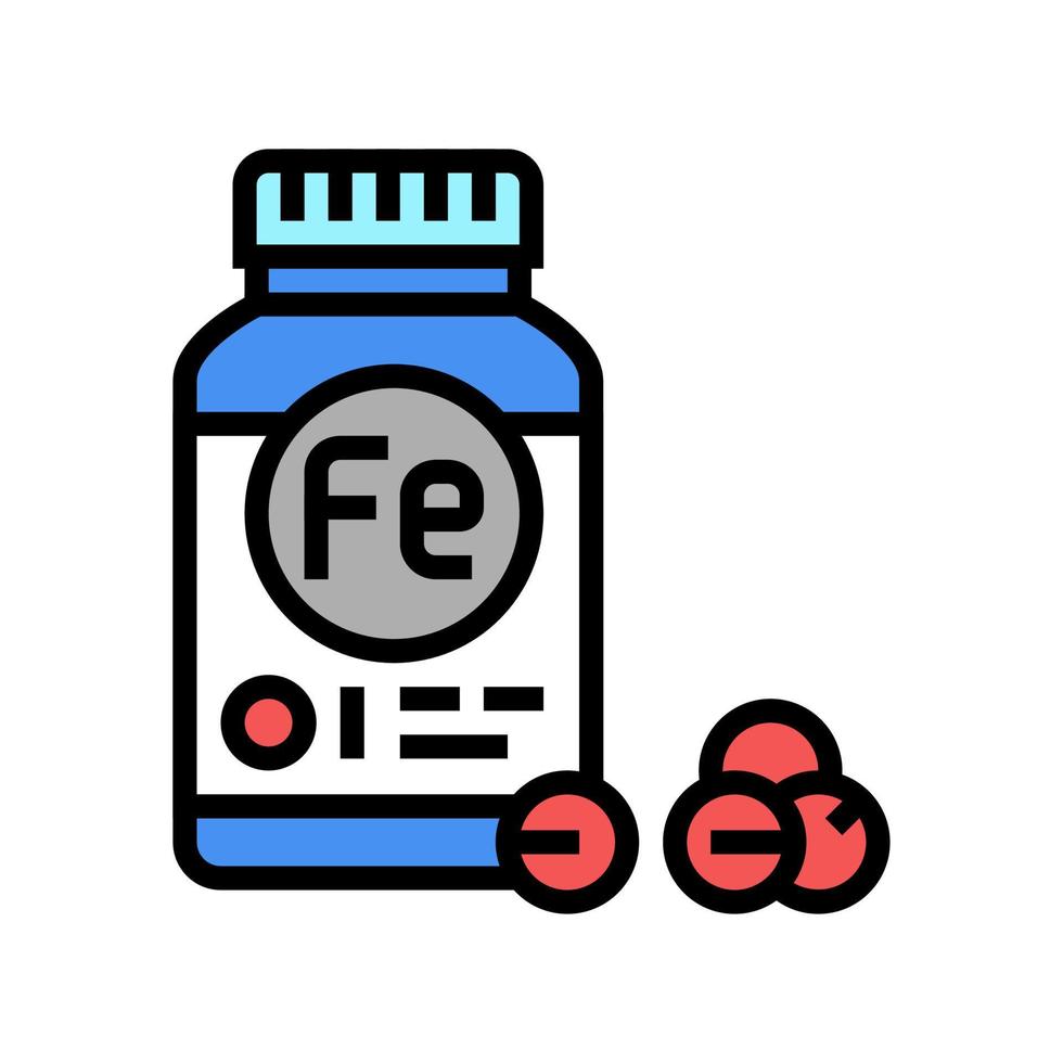 illustrazione vettoriale dell'icona del colore del pacchetto di integratori di ferro