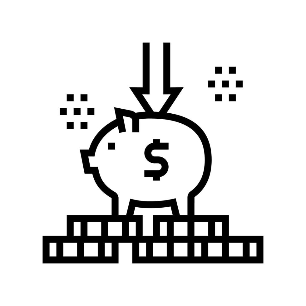 mettere soldi nell'illustrazione vettoriale dell'icona della linea salvadanaio