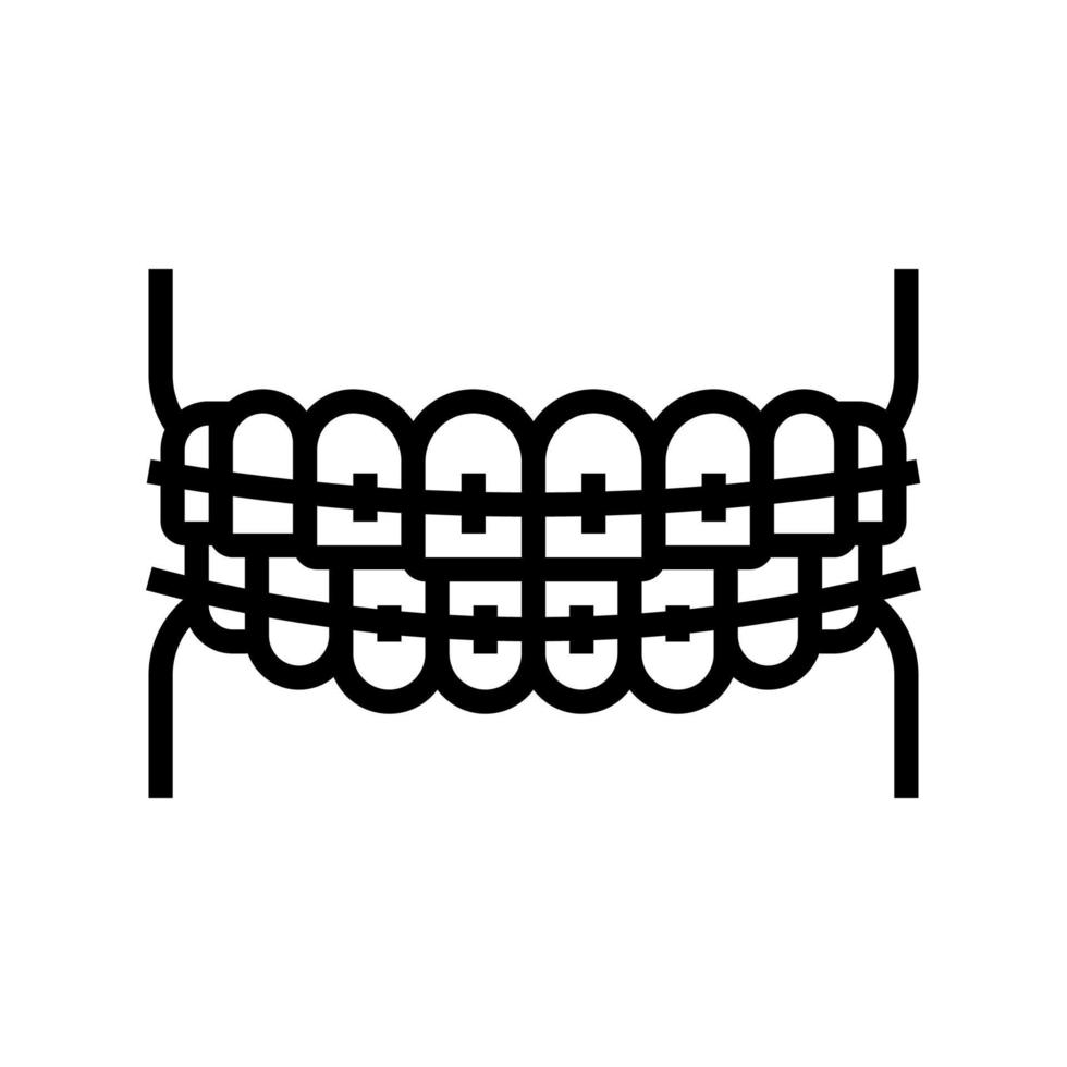 illustrazione vettoriale dell'icona della linea delle parentesi graffe dei denti