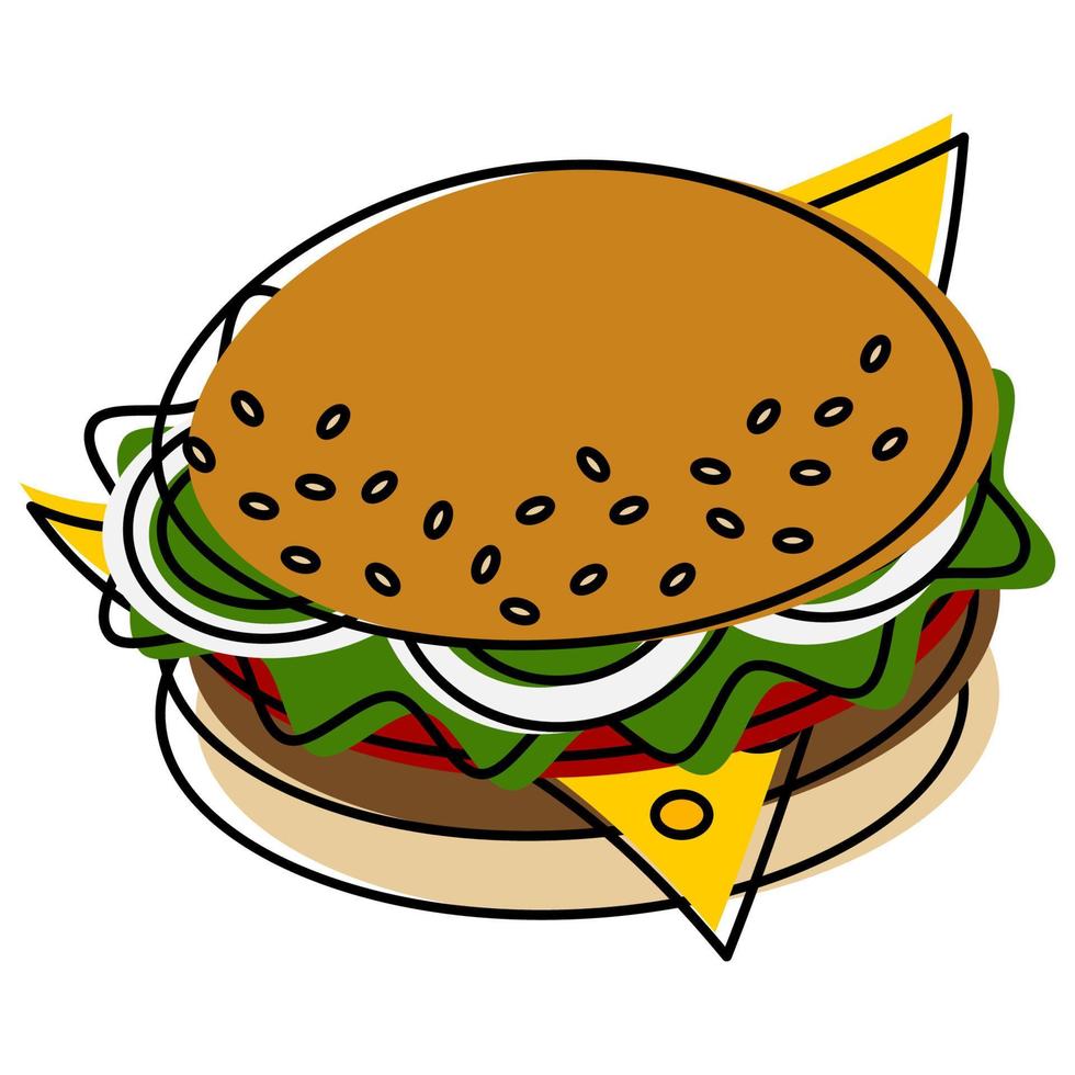 hamburger appetitoso su uno sfondo trasparente. Fast food. stile di vita. giornata del cibo. isolato vettore