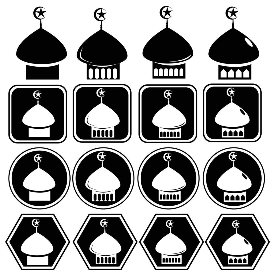 insieme del pacchetto del segno di simbolo della moschea piatta vettore