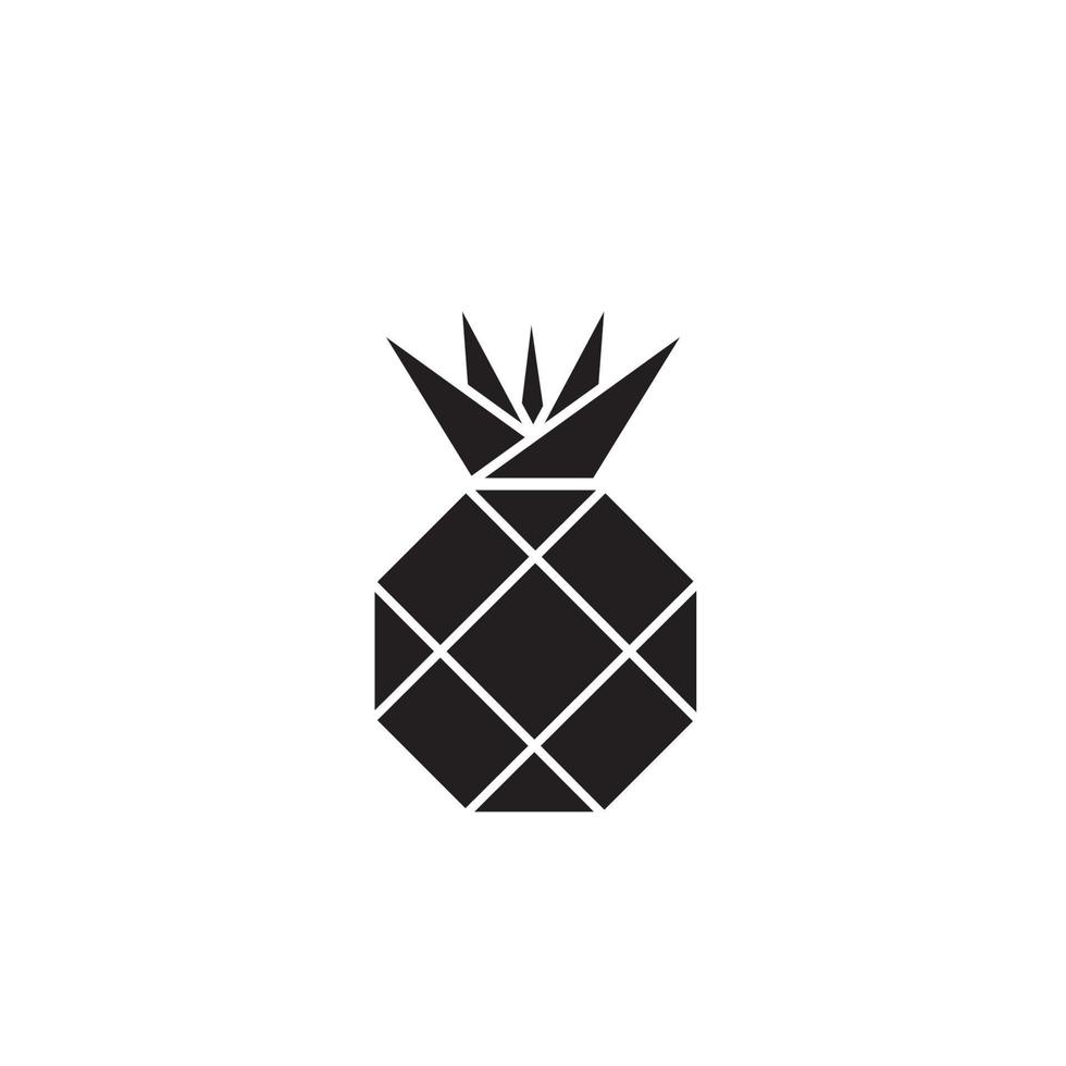 semplice nero geometrico ananas logo icona clip art isolato su sfondo bianco vettore