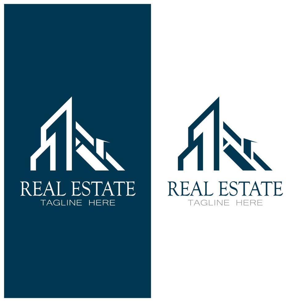 modello di illustrazione dell'icona del logo aziendale immobiliare, edificio, sviluppo immobiliare e vettore del logo della costruzione