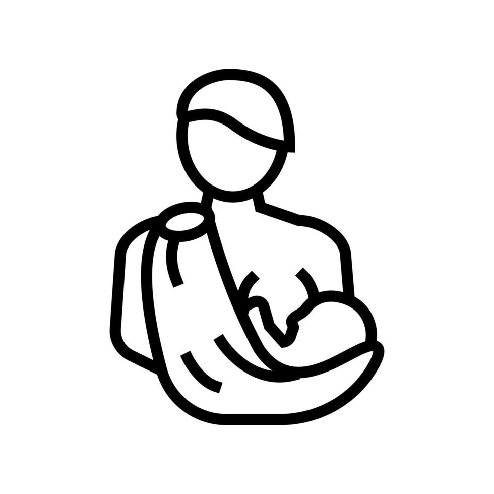 illustrazione vettoriale dell'icona della linea del neonato che allatta la madre