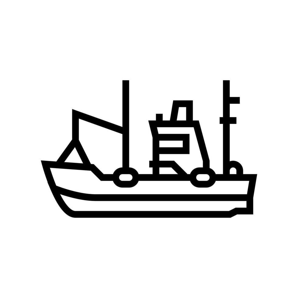 illustrazione vettoriale dell'icona della linea di barca da pesca