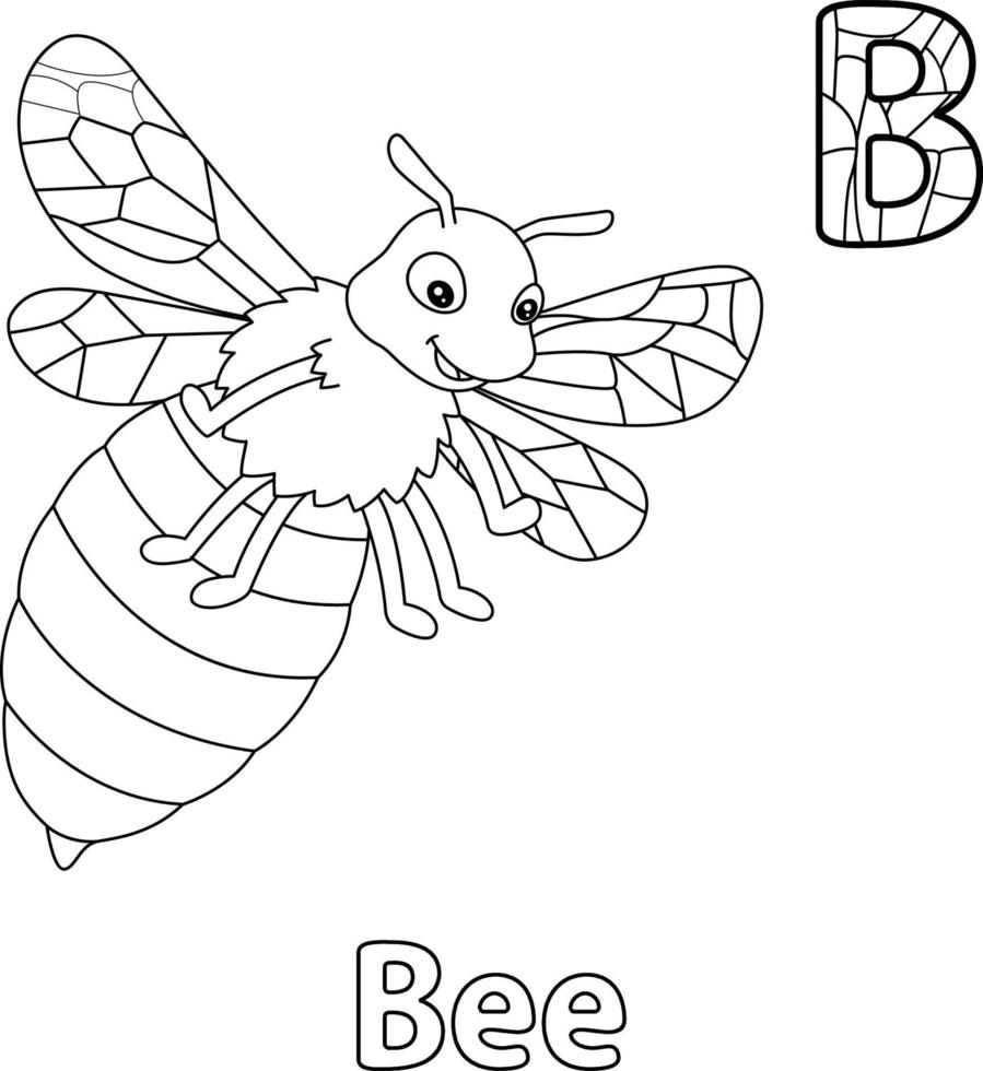ape alfabeto abc da colorare pagina b vettore