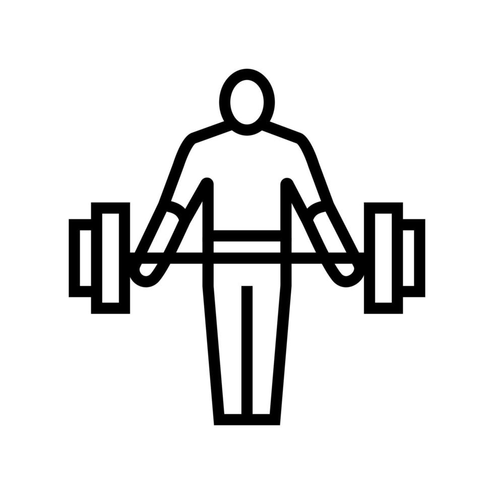 atleta che si esercita con l'illustrazione vettoriale dell'icona della linea di peso