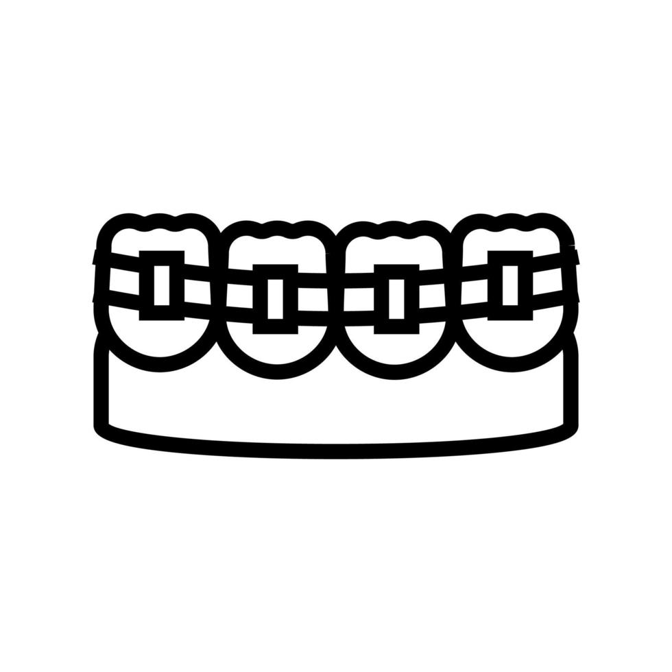 illustrazione vettoriale dell'icona della linea delle parentesi graffe dei denti