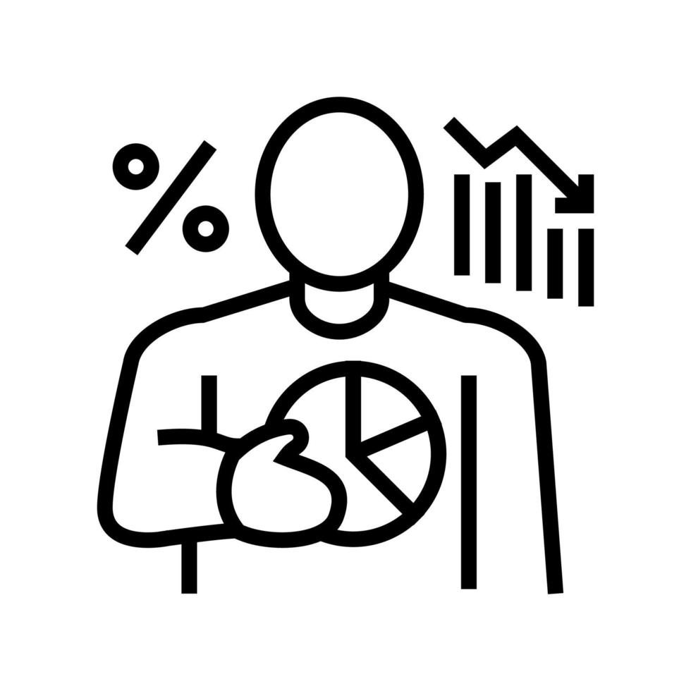 illustrazione vettoriale dell'icona della linea di perdite finanziarie dell'uomo d'affari