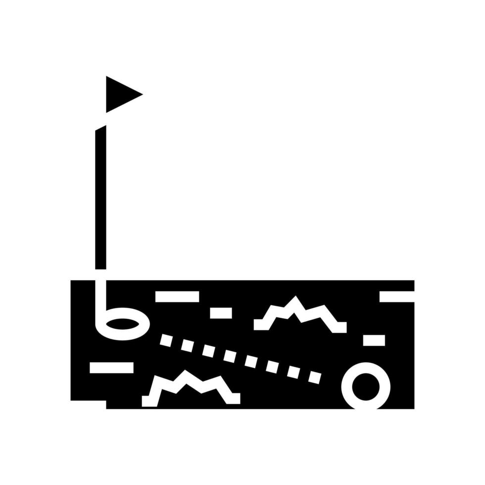 palla in esecuzione nell'illustrazione vettoriale dell'icona del glifo della buca da golf