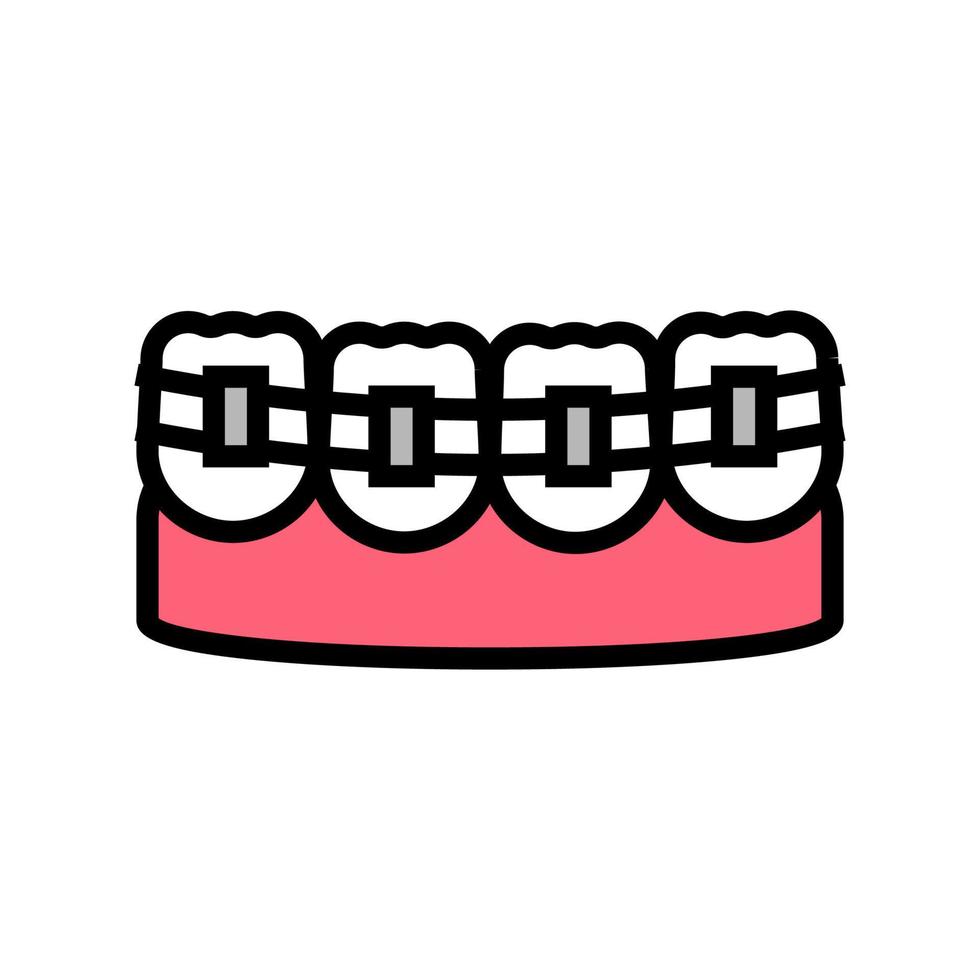 illustrazione vettoriale dell'icona del colore delle parentesi graffe dei denti