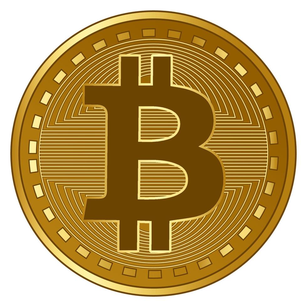 illustrazione vettoriale della moneta di criptovaluta bitcoin futuristico d'oro