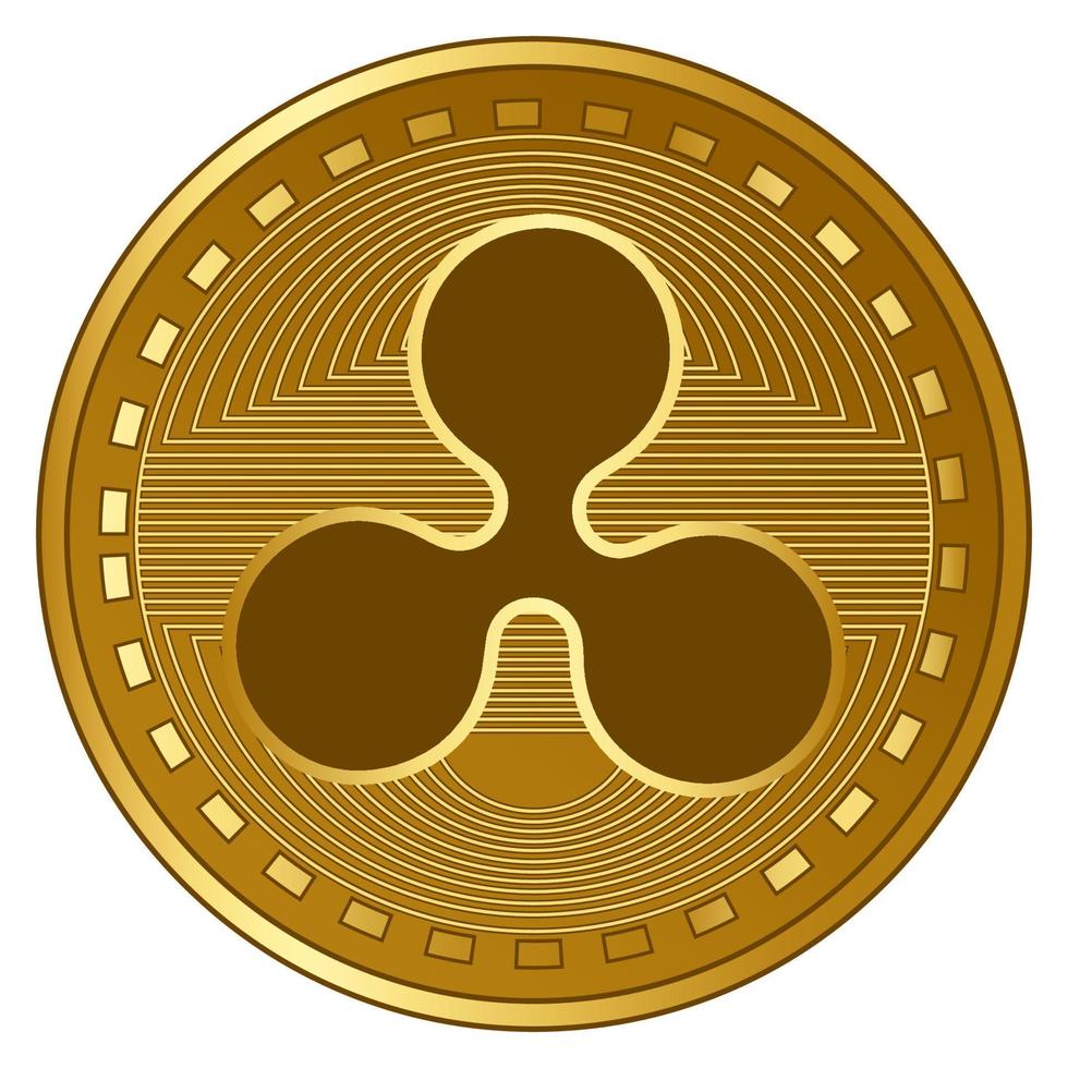 illustrazione vettoriale della moneta di criptovaluta ondulazione futuristica d'oro