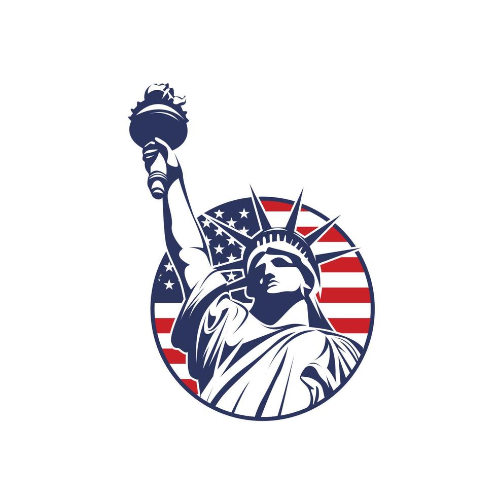 logo della libertà del cerchio con l'illustrazione di vettore della bandiera degli stati uniti d'america