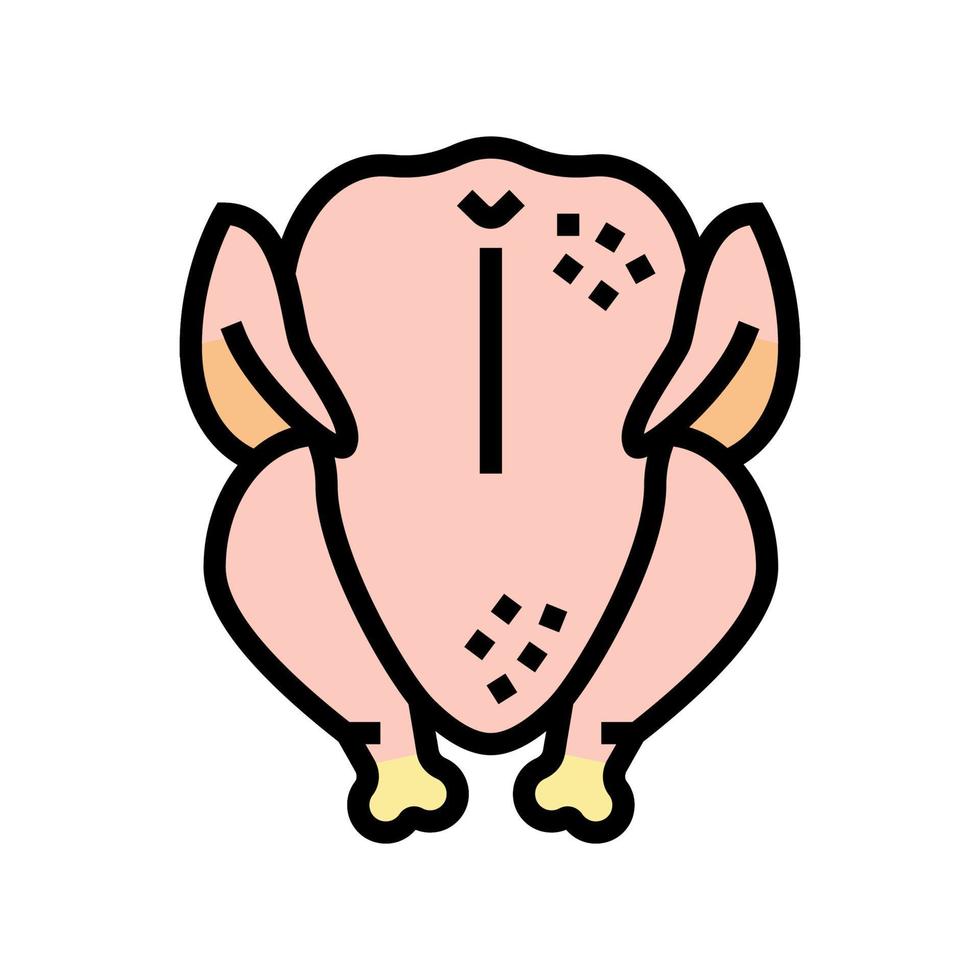 illustrazione vettoriale dell'icona del colore del pollo da carne intero