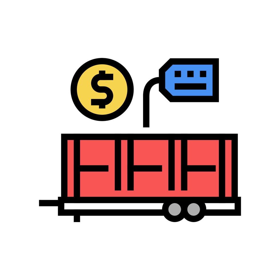 illustrazione vettoriale dell'icona del colore del rimorchio del trasporto di prodotti industriali
