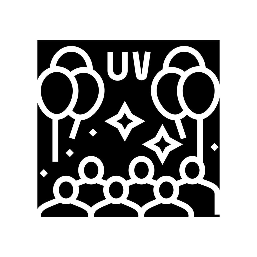 illustrazione vettoriale dell'icona del glifo della festa per bambini con bagliore uv