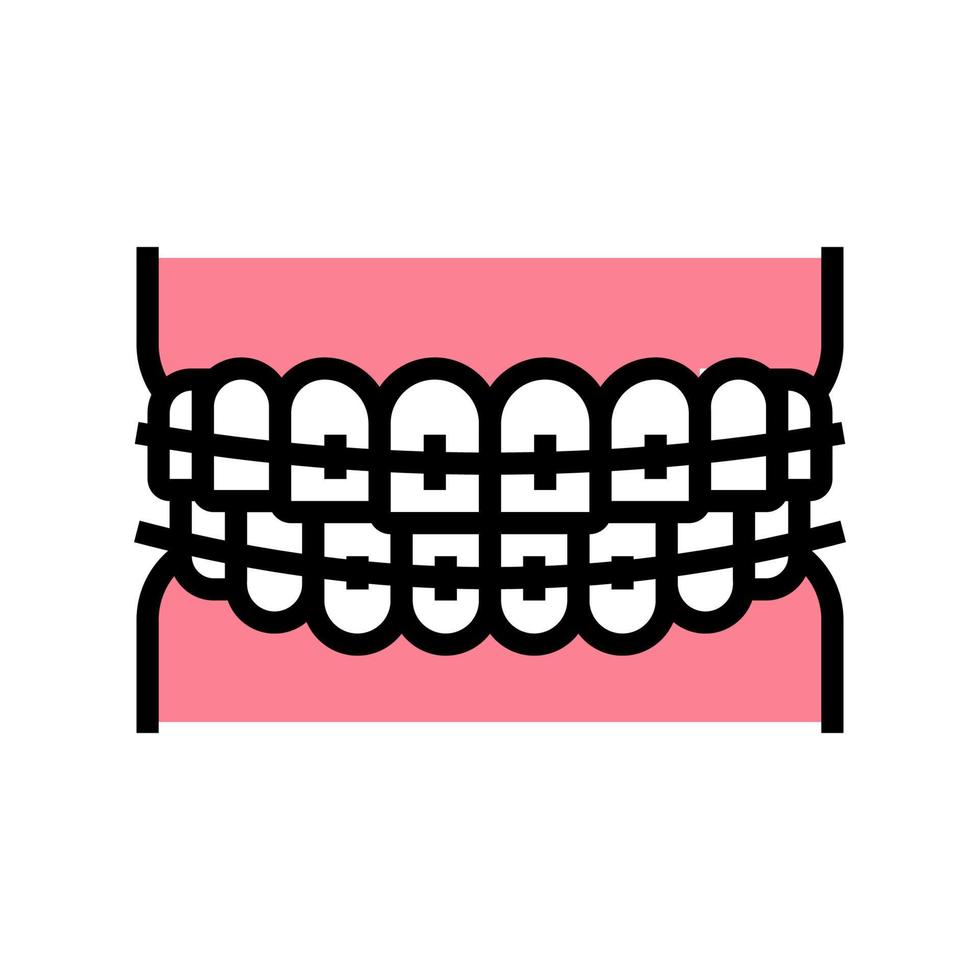 illustrazione vettoriale dell'icona del colore delle parentesi graffe dei denti