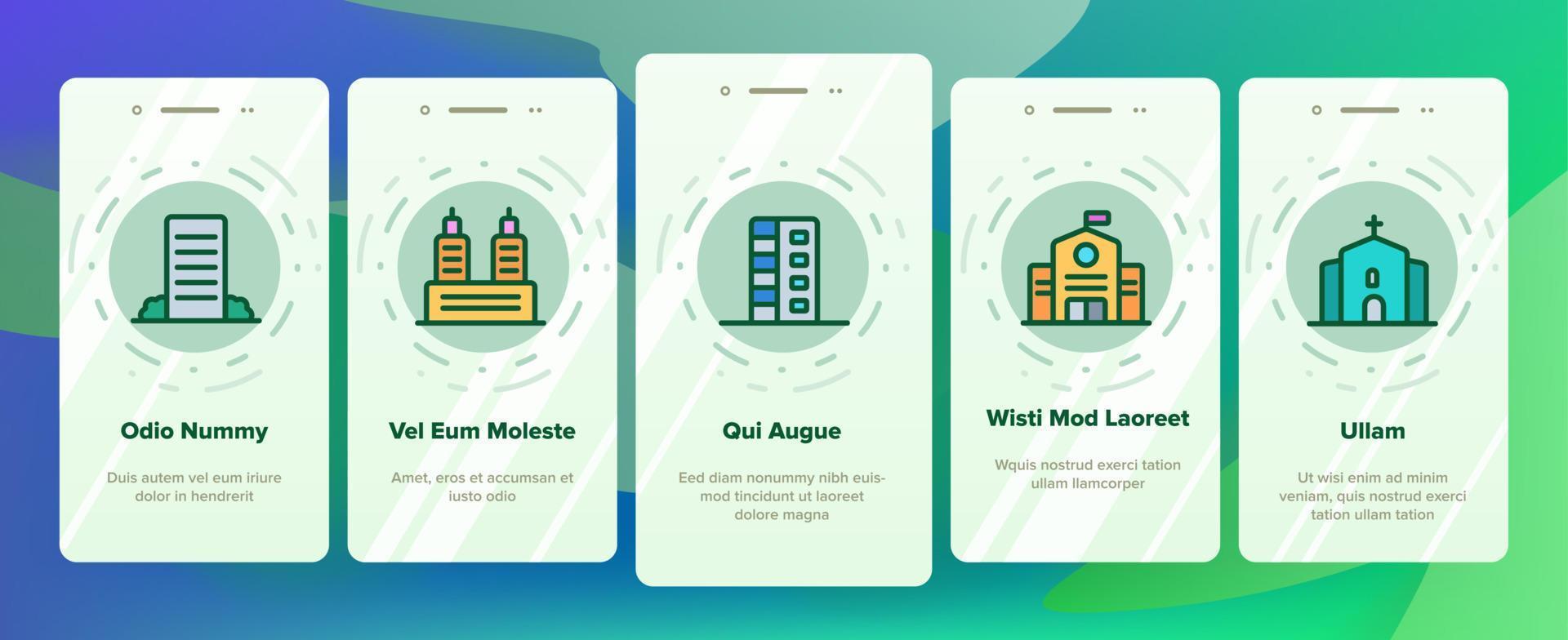 città, edifici della città vettore onboarding schermata della pagina dell'app mobile