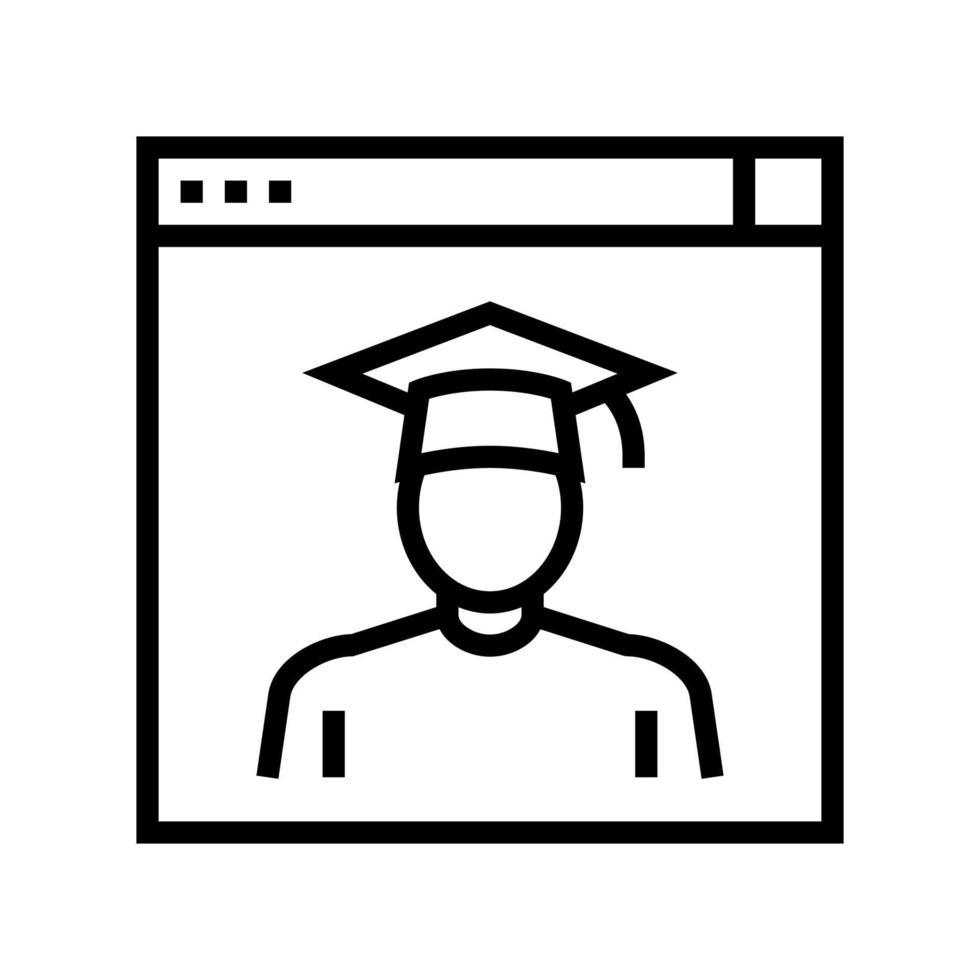 illustrazione vettoriale dell'icona della linea dei corsi online per laureati
