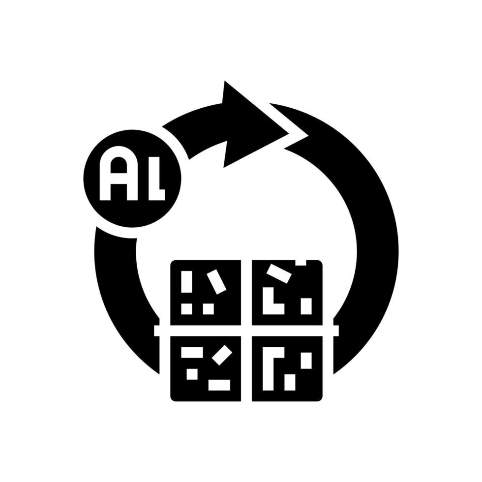 riciclaggio di alluminio linea di produzione icona illustrazione vettoriale
