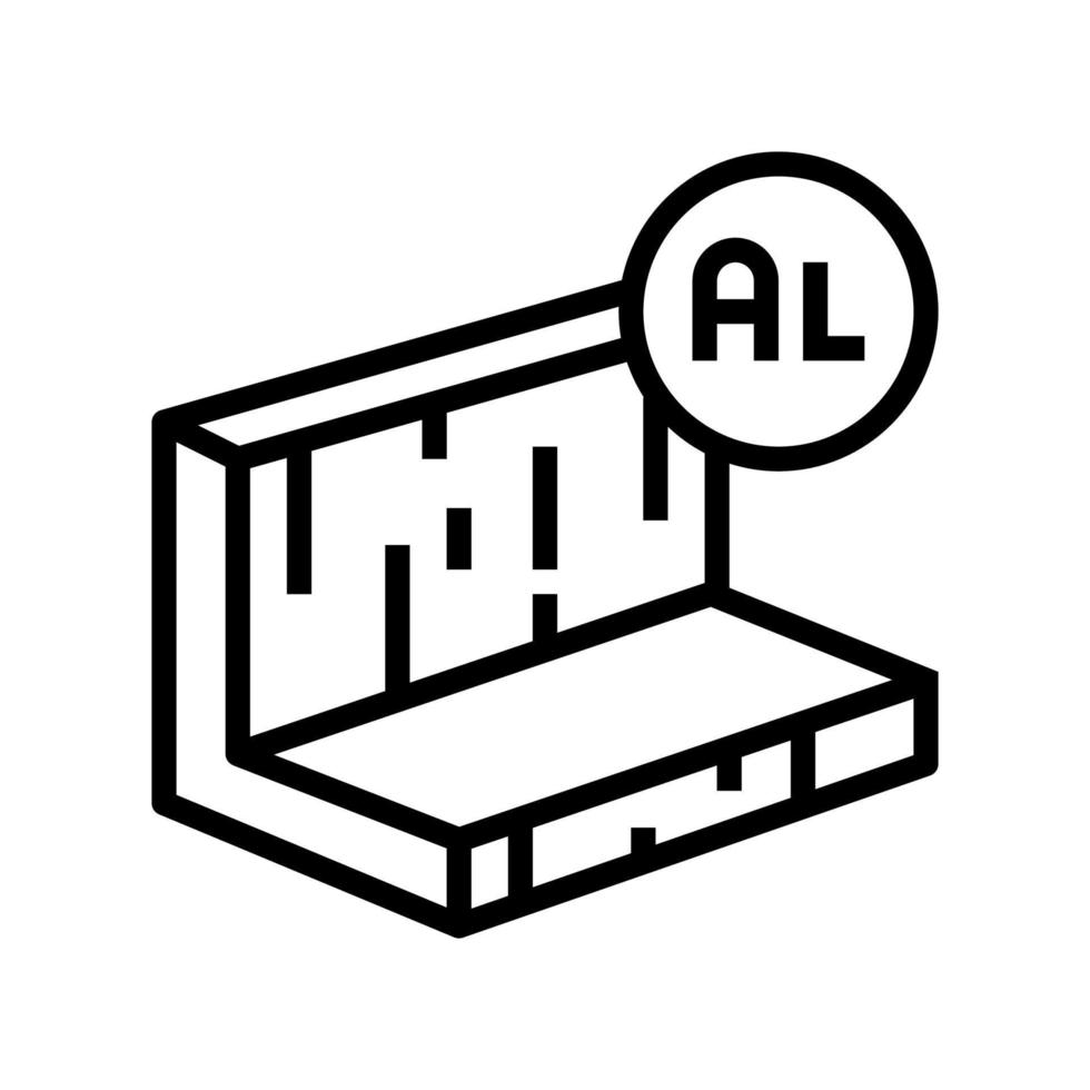 illustrazione vettoriale dell'icona della linea del profilo metallico in alluminio