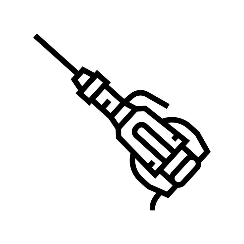 illustrazione vettoriale dell'icona della linea dello strumento martello pneumatico