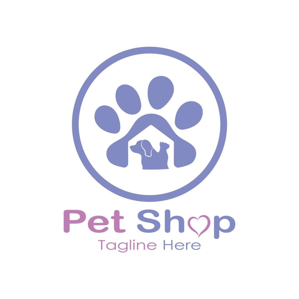 vettore del modello dell'illustrazione dell'icona del design del logo del negozio di animali con un concetto moderno