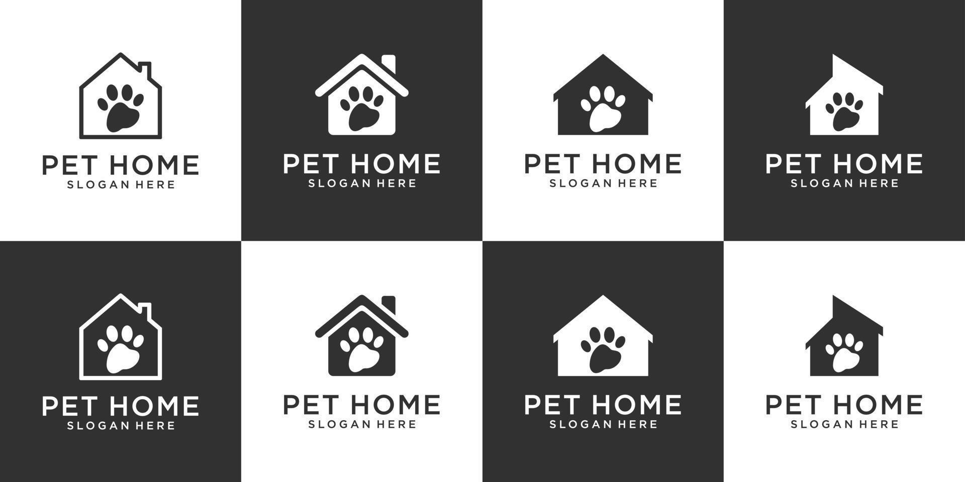 set di modello di progettazione di logo di vettore di casa per animali domestici.